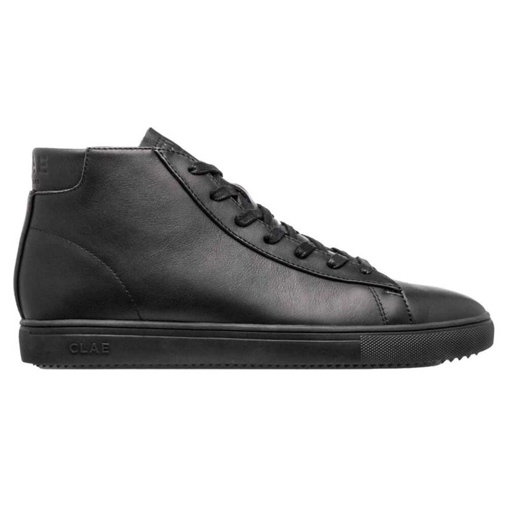 CLAE Unisex Adult Bradley Leather Mid Cut Sneakers / Triple Black
